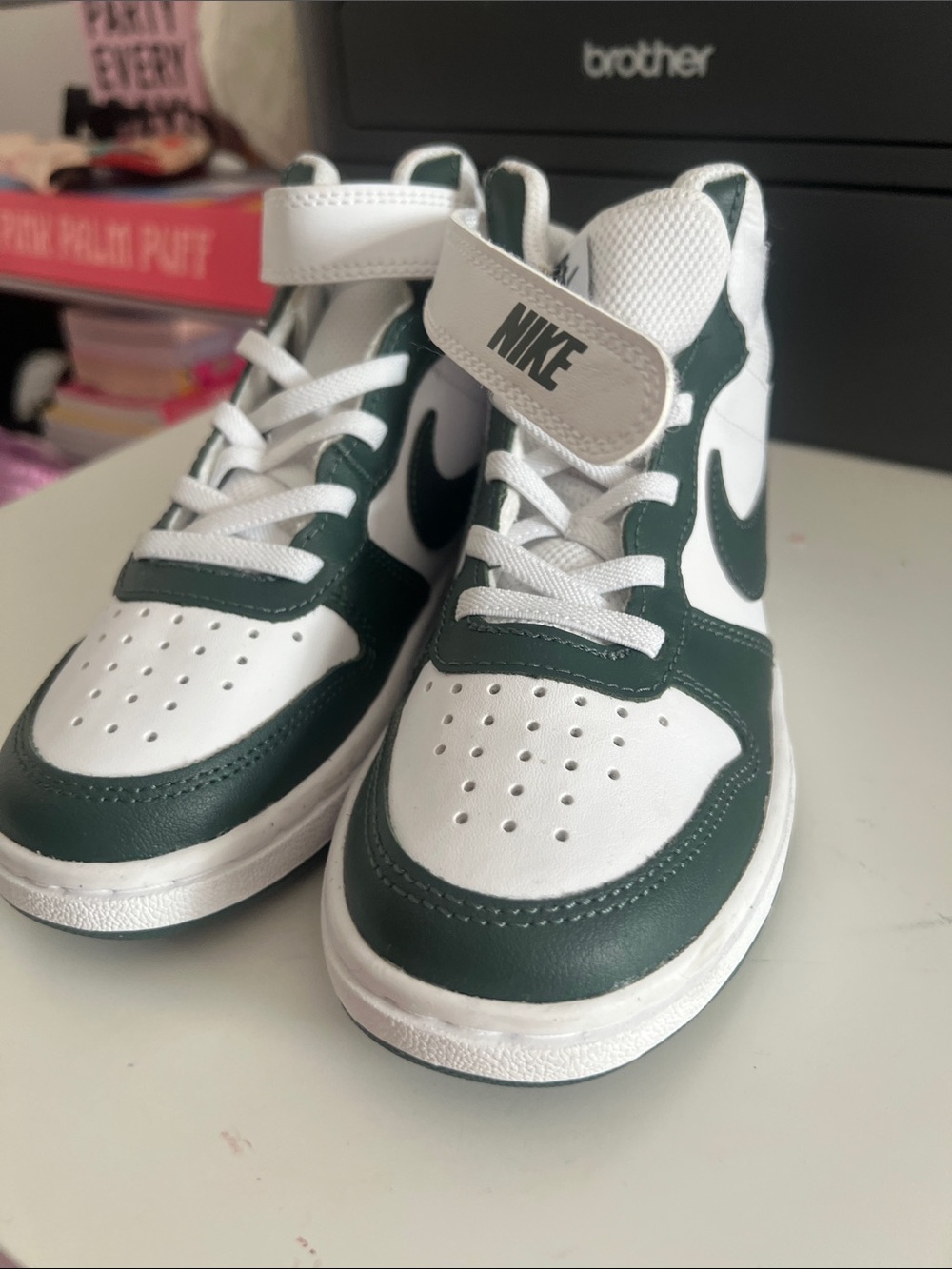 Nike Kids Mid-Top Sneakers - White & Dark Green